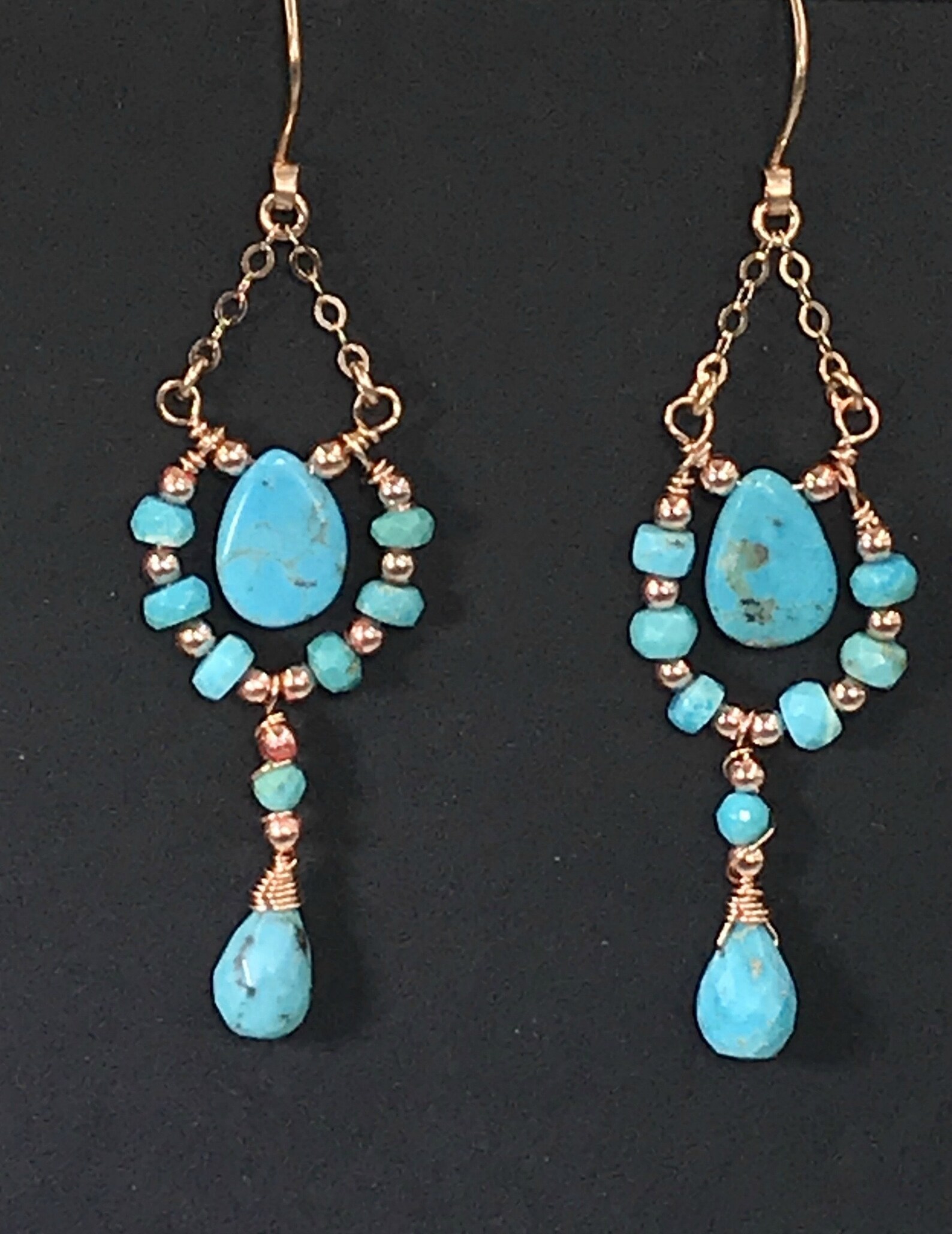 Chandelier Earrings Rose Gold Kingman Turquoise Petite Etsy
