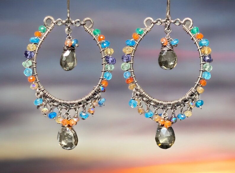 Boho Chandelier Earrings, Statement Large Earrings, Beaded Bohemian
