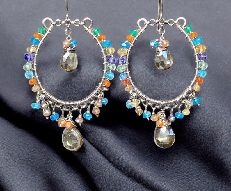 Boho Chandelier Earrings, Statement Large Earrings, Beaded Bohemian