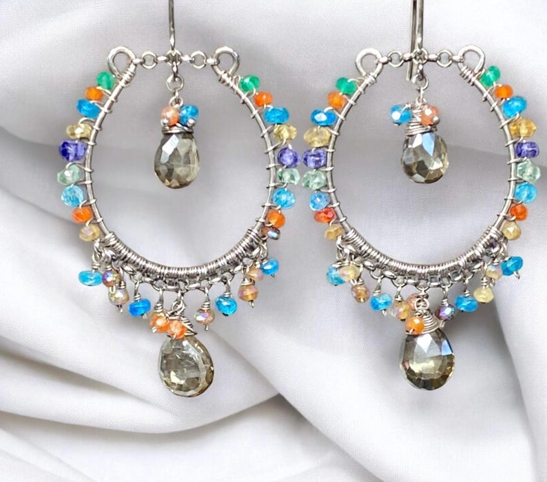 Boho Chandelier Earrings, Statement Large Earrings, Beaded Bohemian