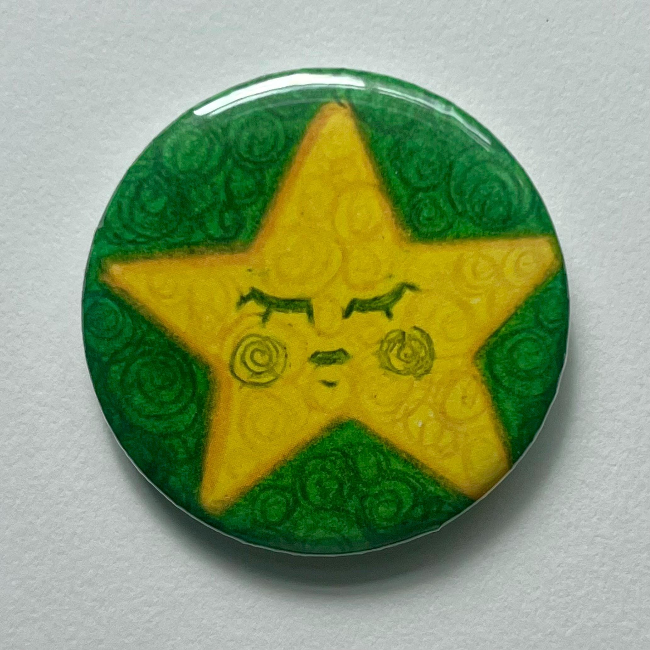 Whimsy Twee Star Face Swirls Pin Back Buttons Badges - Etsy