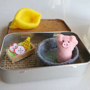 Pink pig altoid tin stuffed animal play set quiet time toy gift for her image 1