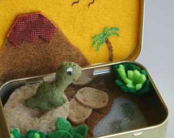 Dinosaurier Altoid Blechspielset, Miniatur Filz Stofftier Spielzeug
