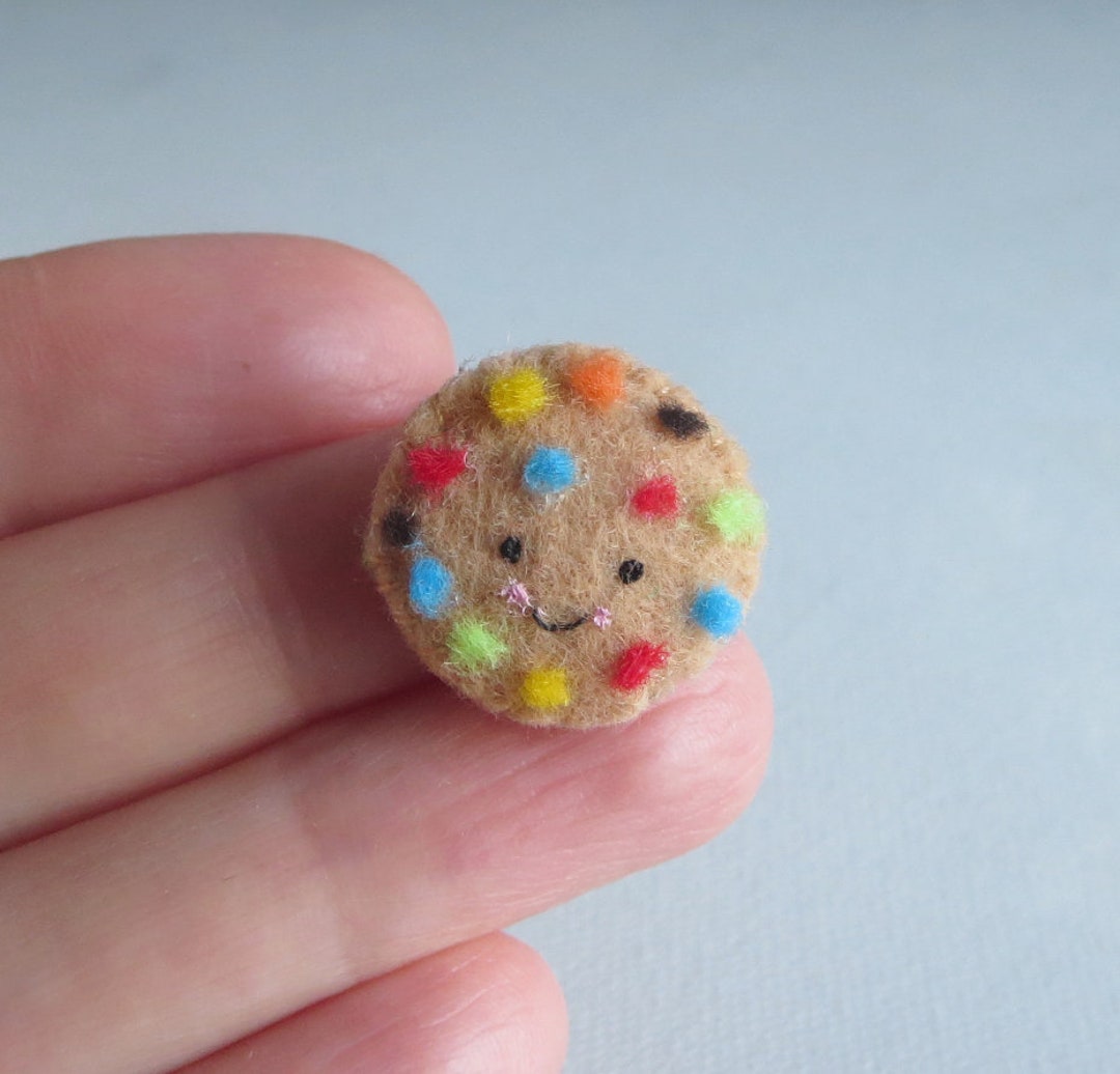 Mini Felt M&M Cookie Plush, Miniature Felt Hand-stitched Cookie, Tiny Sweets Desk ...