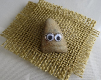 Stone buddy wearing glasses with pillow - natural smile - retro