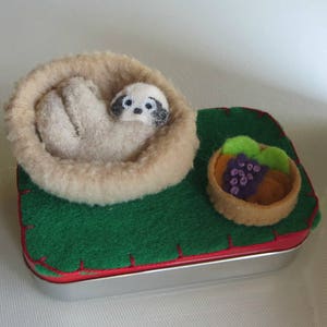 Sloth altoid tin stuffed animal playset plushie gift for her quiet time toy image 3