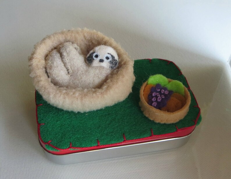 Sloth altoid tin stuffed animal playset plushie gift for her quiet time toy image 3