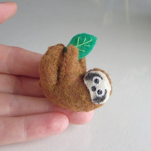 Baby sloth miniature felt stuffed animal - sloth lover gift