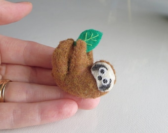 Baby sloth miniature felt stuffed animal - sloth lover gift