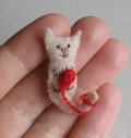 Tiny cat stuffed animal with yarn -miniature felt- handmade plush, dollhouse cat, cute birthday gift, best friend gift, Mother's Day gift