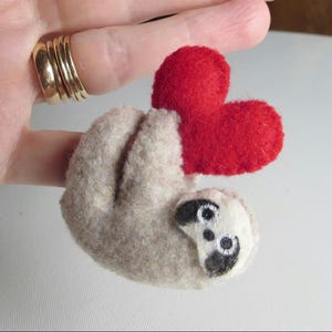 Valentine sloth stuffed animal,  miniature felt sloth,  valentines gift for her - valentines gift for him