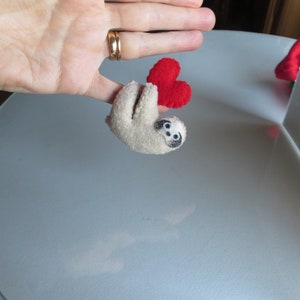 Valentine sloth stuffed animal, miniature felt sloth, valentines gift for her valentines gift for him image 7