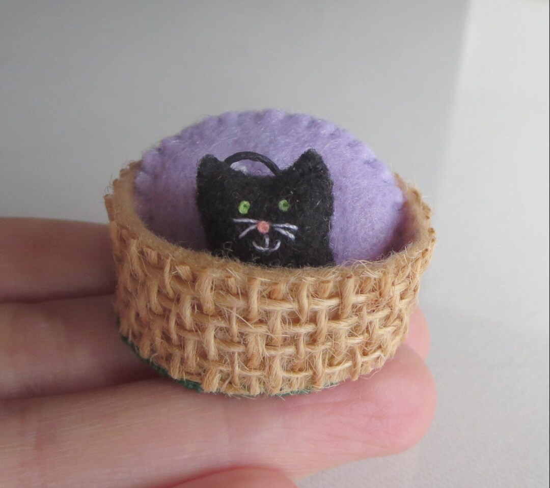 Mini Felt Tiny Black Cat Miniature Felt Stuffed Animal , Tiny Felt Animal ...