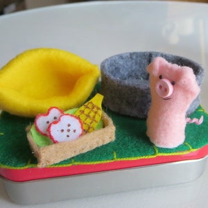 Pink pig altoid tin stuffed animal play set quiet time toy gift for her image 9