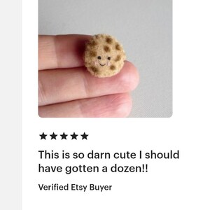 Miniature felt Chocolate chip cookie | Smiling pocket hug | Hand-Stitched Plushie image 2