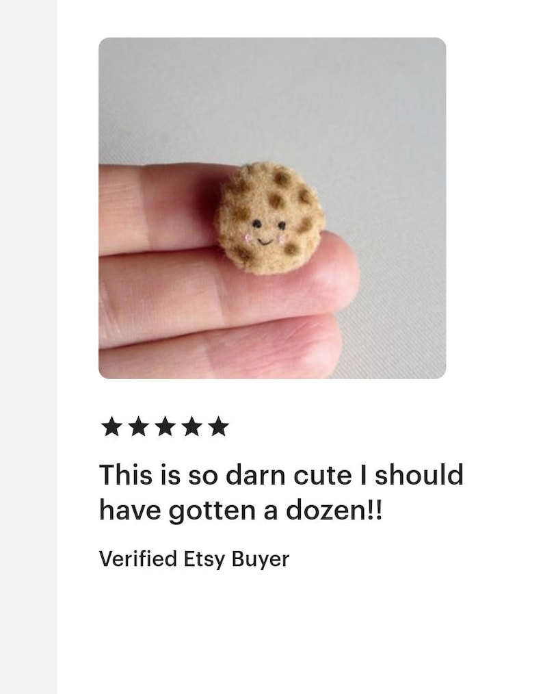 Miniature felt Chocolate chip cookie | Smiling pocket hug | Hand-Stitched Plushie image 2
