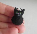 Little black cat stuffed animal felt miniature,   handmade, hand-stitched - cat lover gift, cute birthday gift, tiny gift
