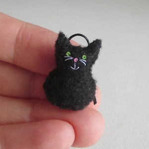 Little black cat stuffed animal felt miniature,   handmade, hand-stitched - cat lover gift, cute birthday gift, tiny gift