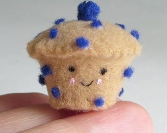 Miniature Felt Blueberry Muffin Plush – Etsy Pick - Smiling Play Food - Hand-Stitched Pocket Pastry