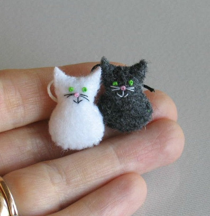 Cat miniature felt stuffed animals , tiny felt animal, handmade play set image 3