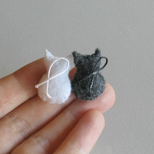 Cat miniature felt stuffed animals , tiny felt animal, handmade play set image 4