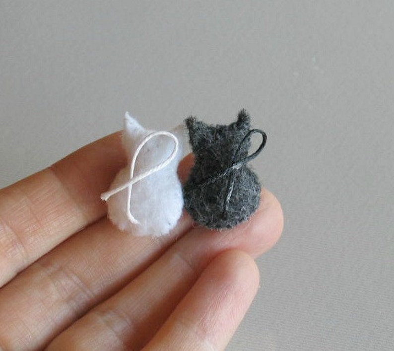 Cat miniature felt stuffed animals , tiny felt animal, handmade play set image 4