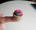 Tiny black cat stuffed animal -miniature felt- handmade plush- playset