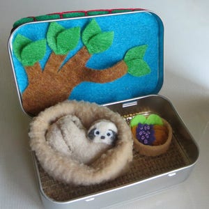 Sloth altoid tin stuffed animal playset plushie gift for her quiet time toy image 2