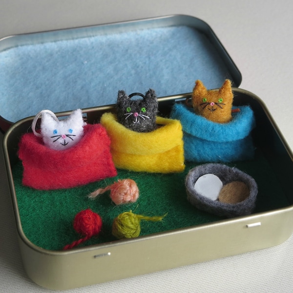 Katt Altoid plåt miniatyr filtlekset, små katt gosedjur, present till henne