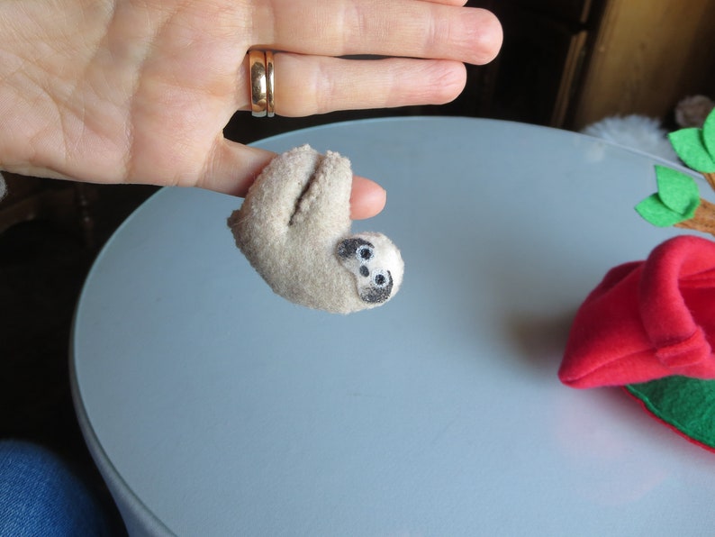 Valentine sloth stuffed animal, miniature felt sloth, valentines gift for her valentines gift for him image 2