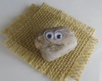 Stone buddy wearing glasses with pillow - natural smile - retro