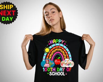 Custom 100 Days of School Shirt,Rainbow School Shirt,Personalized Shirt,100 Days of School,Kids School,Name and Photo Tee,100 th Day Hoodie