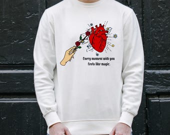 Romantic hoodie,Heart art hoodie,Couple gift sweatshirt,Rose and heart hoodie,Valentines day Heartsweatshirt,Girlfriend gift,Sweetheart gift