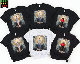 Memorial Tee with Golden Angel Wings,In Loving Memory Shirt,Personalized Tribute Photo Tee,Sunset Sunrise Dates Shirt,Loss of Loved One Gift