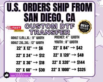DTF Transfers, Hot Peel Dtf Print, Custom Heat Transfers, Custom DTF Gang Sheet,Heat Press Ready Film,Ships from California,Bulk Printing