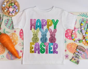 Happy Easter T-Shirt,Colorful Bunny and Egg Design,Cute Easter Shirt for Kids and Adults,Spring Celebration Apparel,Happy Easter Shirt Gift