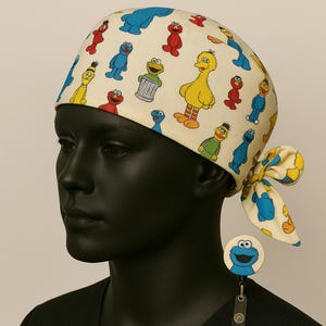 Scrub Cap + Scrunchie + Badge Reel Bundle Scrub Cap for Women – Handmade Bouffant Surgical Hat with Button Nurse Gift Adjustable Medical Cap
