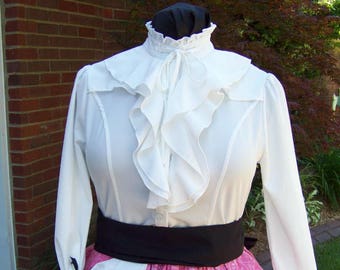 ladies white ruffle blouse