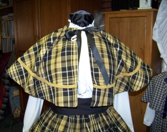 Victorian Dickens Scottish Tartan Plaid Bonnet and Jacket Set
