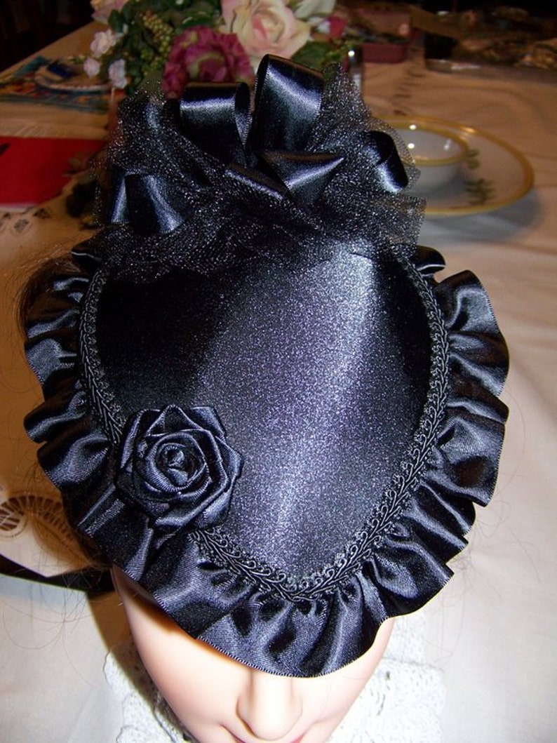 Ladies Black lace Veil or Black Hat Civil War Era Mourning | Etsy
