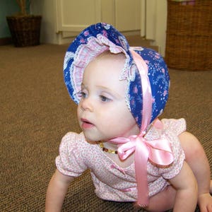 Baby Sun Bonnet pdf pattern and tutorial  sizes 3, 6 and 9, months Instant e-file download