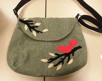 Pdf Pattern #127B Bag with Bird Applique's Tutorial instant download e-file with instant download