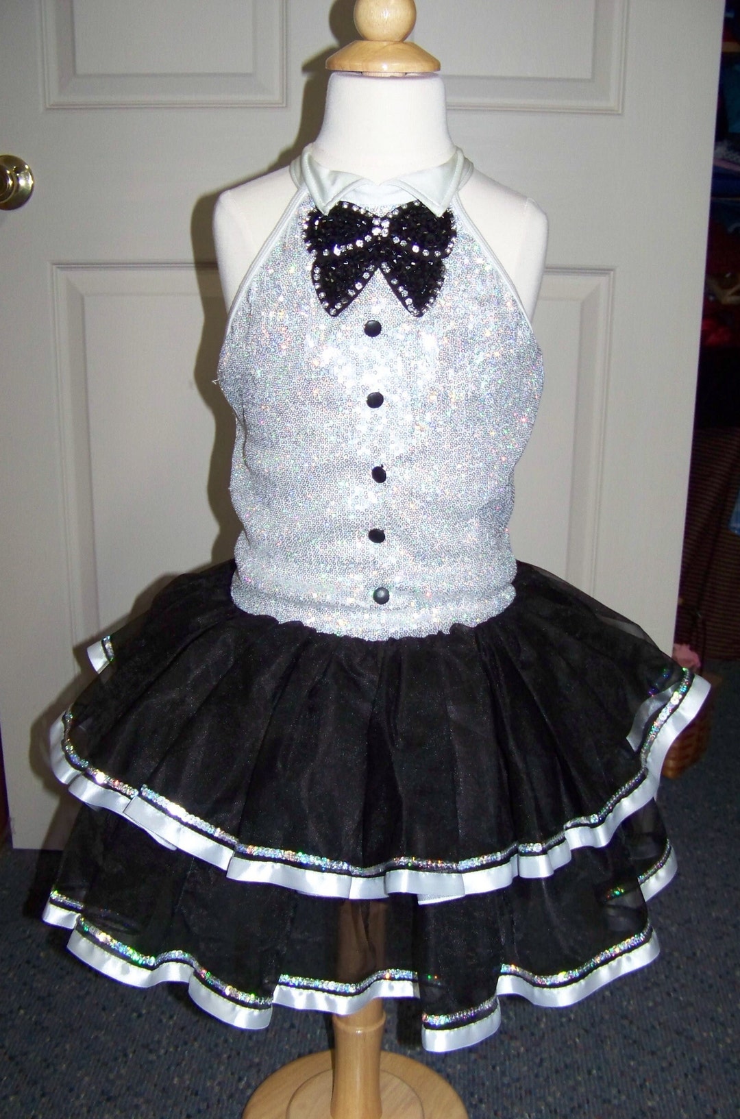 Vintage Dance Costume Black and White With Sequins Bodice Etsy Australia