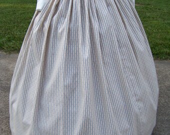 Colonial,Civil War,Victorian,costume Long SKIRT and Sash one size fit all Country blue Stripes with mauve Hearts and Lt. Blue Sash