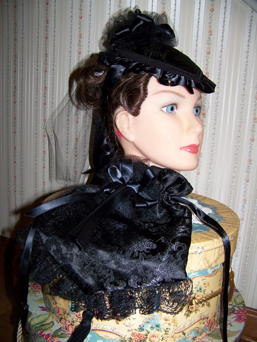 Ladies Civil War Teardrop Hat and Reticule,victorian Ladies