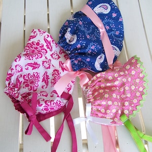Baby Sun Bonnet pdf pattern and tutorial  sizes 3, 6 and 9, months Instant e-file download