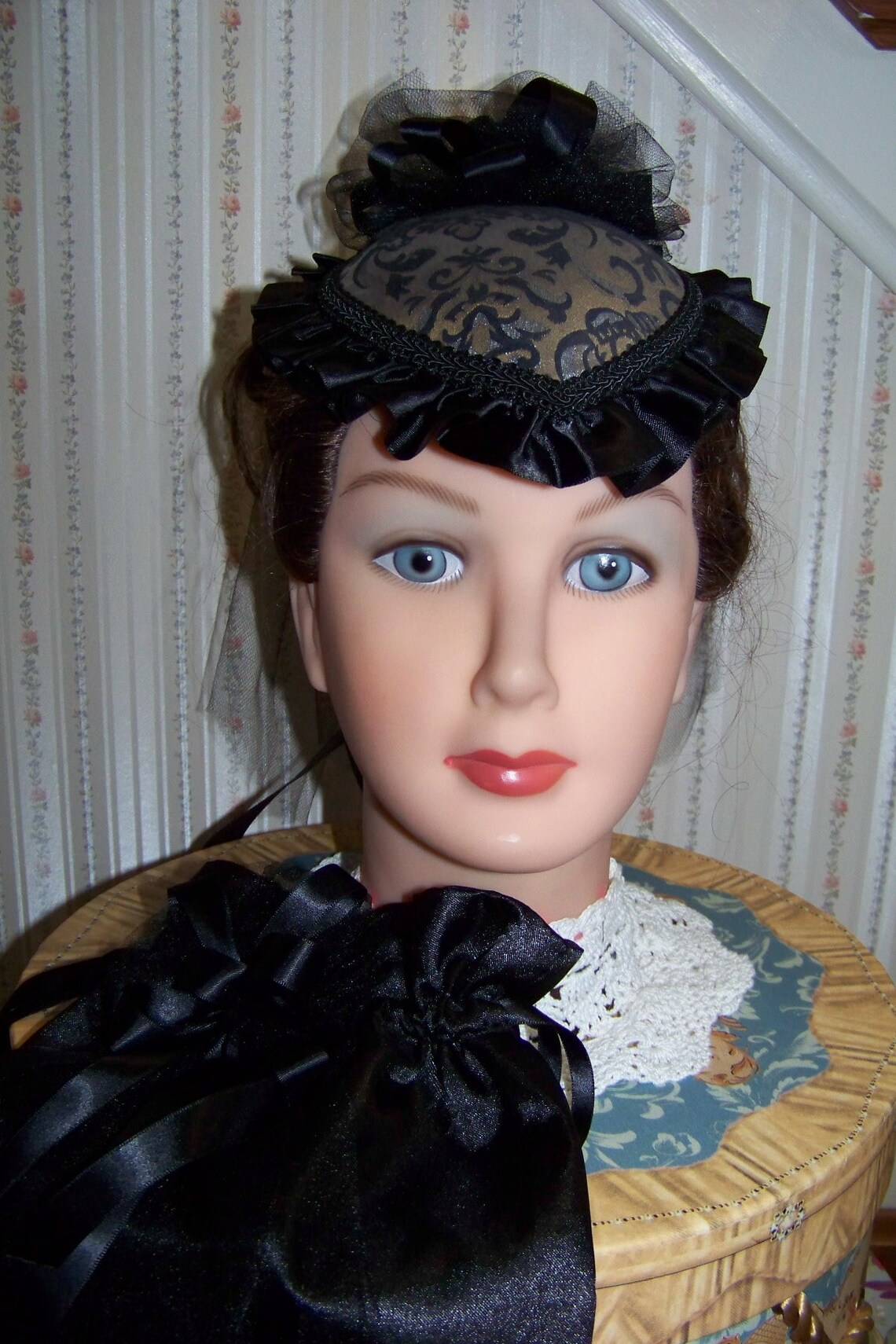 Ladies Civil War Hat Victorian With Black Reticule Silver And Etsy