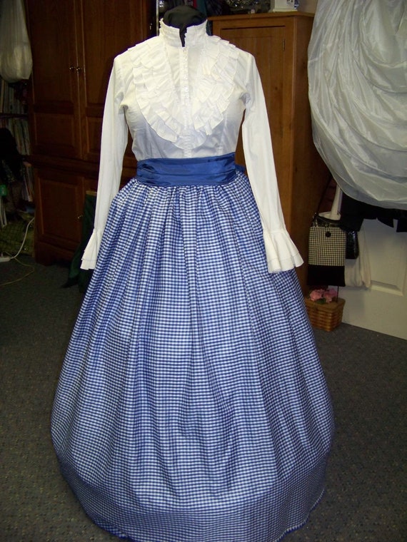 Ladies or Youth Civil War Long Drawstring SKIRT or Sash Royal Blue