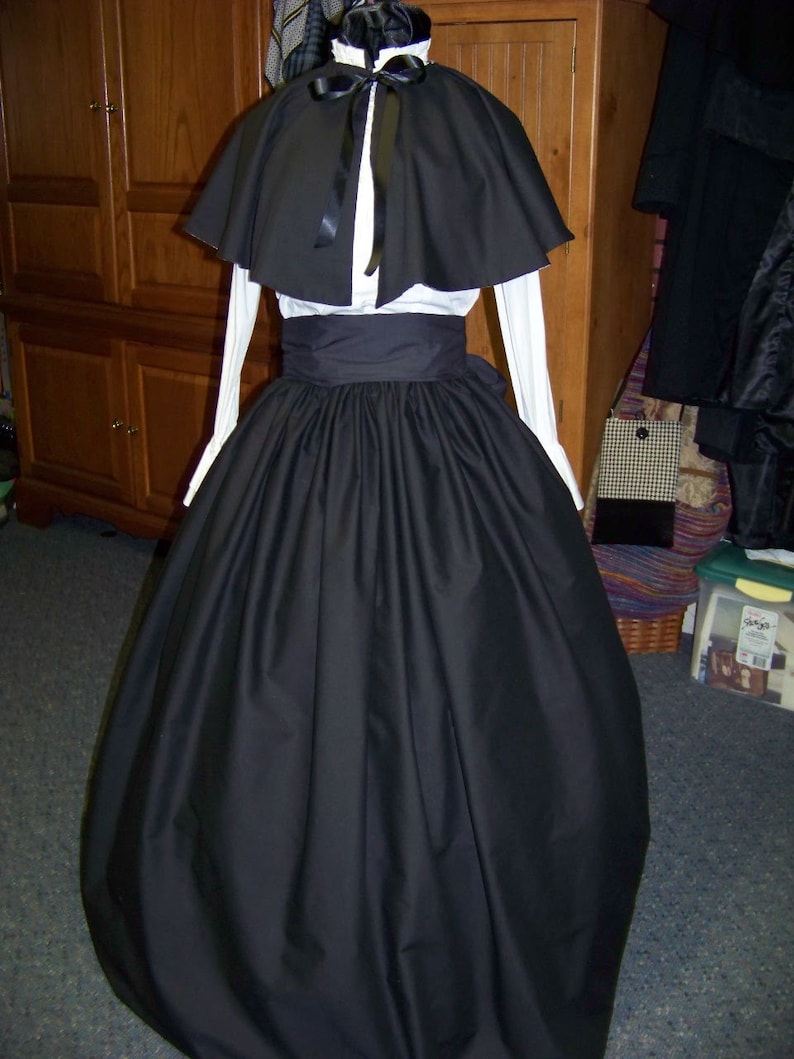 Civil War Mourning Dress All Black Victorian Outfit Long Etsy