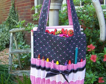 Childs Crayon Tote Bag pdf pattern or Bible cover, easy sewing pattern,SALE with Immediate Download